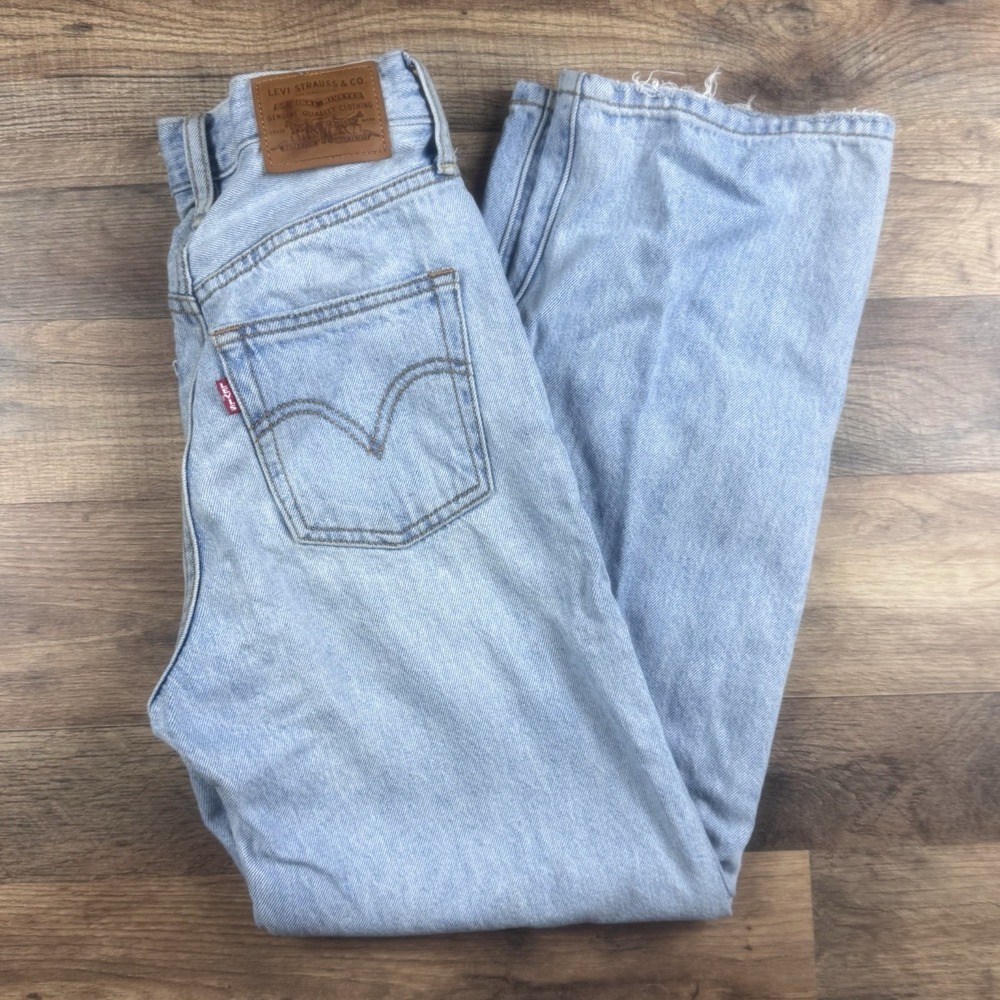 Levi's Ribcage High Rise Straight Ankle Jeans Light Wash 24x27